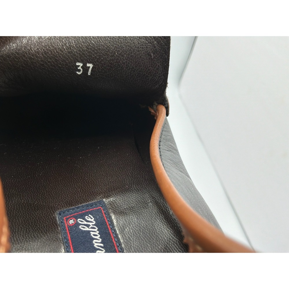 F. by Faconnable Black Brown Leather Loafers Square‎ Moc Toe Shoes Size 37 - Picture 4 of 11